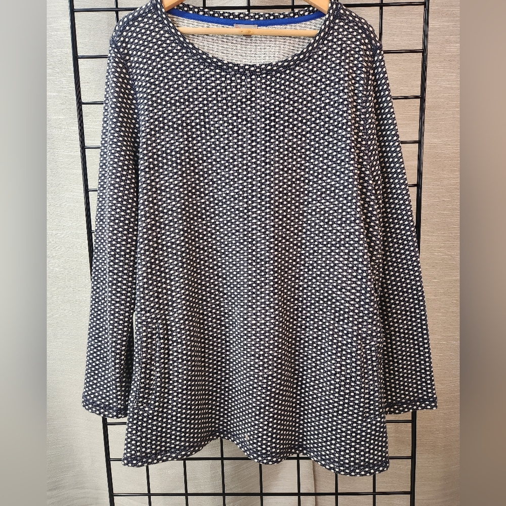 Talbot womans size 2X stretch pull over tunic navy and white long sleeve
